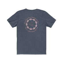 Load image into Gallery viewer, Heather Navy  Back of Tee Shirt with Pink Embellishments, fist and wording: Some People Need Punched in the face, There&#39;s a good chance it&#39;s you
