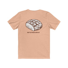 Load image into Gallery viewer, Heather Peach  Back of Tee Shirt with loaf of bread and brown wording: Don&#39;t get fresh with me
