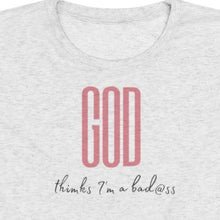 Load image into Gallery viewer, Heather White Tee Shirt with Writing in Pink and Black Wording
