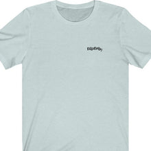 Load image into Gallery viewer, Heather Ice Blue T shirt with DillieDally Logo on left chest
