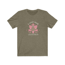 Load image into Gallery viewer, Heather Olive Tee shirt with Pink Embellishments, a brown sloth, white DillieDally logo and white wording: I look calm but in my mind I&#39;ve clawed your eyes out
