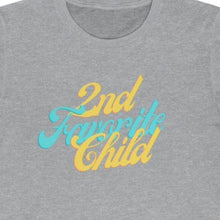 Load image into Gallery viewer, Grey Tee shirt with Blue and yellow wording: 2nd favorite child
