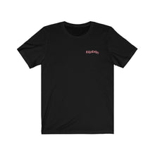 Load image into Gallery viewer, Black  Front of Tee Shirt with Pink DillieDally Logo on left chest
