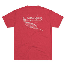 Load image into Gallery viewer, Red T Shirt with Narwhal and white wording Legendary
