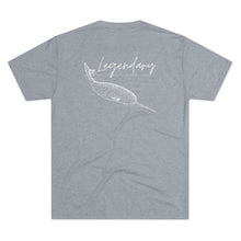 Load image into Gallery viewer, Heather Grey T Shirt with Narwhal and white wording Legendary
