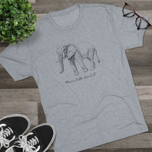 Load image into Gallery viewer, Heather Grey Tee shirt with picture of Elephant and wording in black: Wanna Talk about it
