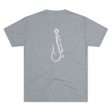 Load image into Gallery viewer, Athletic Grey  Tee Shirt with a fish hook with white wording: Hook a Brother Up
