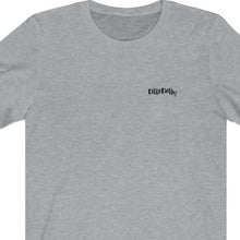 Load image into Gallery viewer, Heather Grey T shirt with DillieDally Logo on left chest
