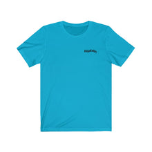 Load image into Gallery viewer, Turquoise Front of tee shirt with Black DillieDally Logo on left chest
