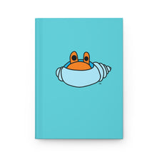 Load image into Gallery viewer, Hardbound Turquise journal with Hermie the Hermit crab logo
