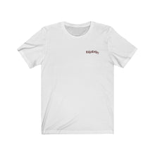 Load image into Gallery viewer, white Front of Tee Shirt with brown Dilliedally logo on left chest
