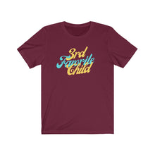 Load image into Gallery viewer, maroon  Tee shirt with Blue and yellow wording: 3rd favorite child
