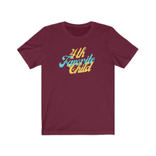 Load image into Gallery viewer, Maroon Tee shirt with Blue and yellow wording: 4th favorite child
