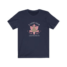 Load image into Gallery viewer, Navy Tee shirt with Pink Embellishments, a brown sloth, white DillieDally logo and white wording: I look calm but in my mind I&#39;ve clawed your eyes out
