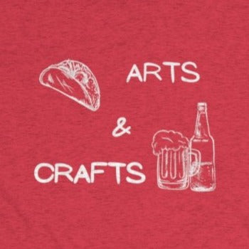 Red Tee Shirt with Picture of taco and beer with white wording Arts & Crafts