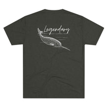 Load image into Gallery viewer, Asphalt T Shirt with Narwhal and white wording Legendary
