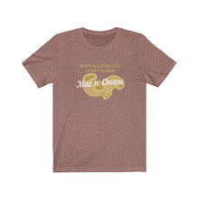 Load image into Gallery viewer, Heather Mauve Tee Shirt with picture of noodle and wording: When all else fails, there&#39;s always Mac n&#39; Cheese
