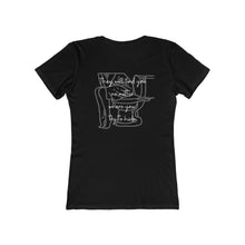 Load image into Gallery viewer, Black back of tee shirt with woman sitting on toilet and white wording: They will find you no matter where you hide
