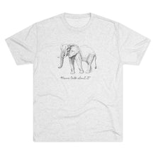 Load image into Gallery viewer, Heather white Tee shirt with picture of Elephant and wording in black: Wanna Talk about it
