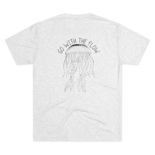 Load image into Gallery viewer, Heather White  Tee Shirt with Jelly Fish with wording: Go with the Flow
