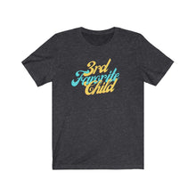 Load image into Gallery viewer, Dark Heather Grey  Tee shirt with Blue and yellow wording: 3rd favorite child
