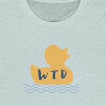 Load image into Gallery viewer, Ice Blue Tee Shirt with picture of yellow ducky and waves with blue lettering: WTD
